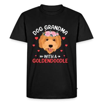 Grand-mère de chien avec Goldendoodle Drôles de propriétaires de chiens - T-shirt Premium bio Homme - noir - Devant - Nico (187cm)