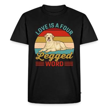 Labrador Retriever Love Four-legged Word Funny - Men's Premium Organic T-Shirt - black - Front - Nico (187cm)