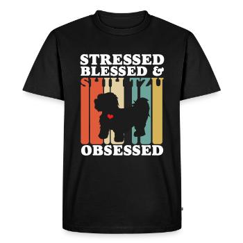 Blessed Shih Tzu Possessed Funny - Men's Premium Organic T-Shirt - black - Front - Nico (187cm)