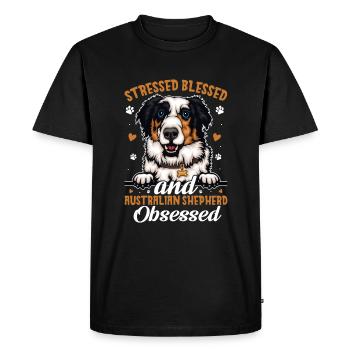 Blessed Australian Shepherd Possessed - Men's Premium Organic T-Shirt - black - Front - Nico (187cm)