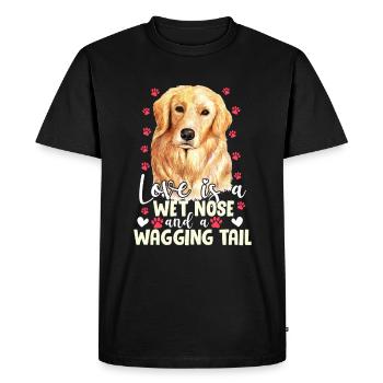 Golden Retriever Love Is Wet Nose Wagging Tail - Men's Premium Organic T-Shirt - black - Front - Nico (187cm)
