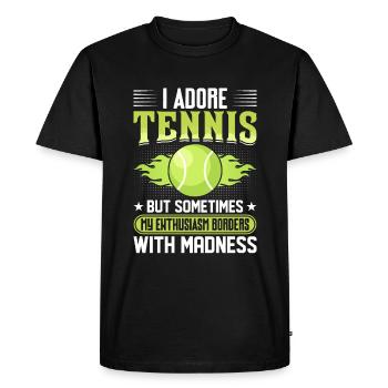 J’aime le tennis Avec enthousiasme Drôles de joueurs - T-shirt Premium bio Homme - noir - Devant - Nico (187cm)