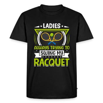 Les femmes essaient de balancer des raquettes de tennis - T-shirt Premium bio Homme - noir - Devant - Nico (187cm)