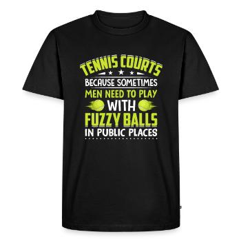 Tennis courts Playing fun with fuzzy balls - Men's Premium Organic T-Shirt - black - Front - Nico (187cm)