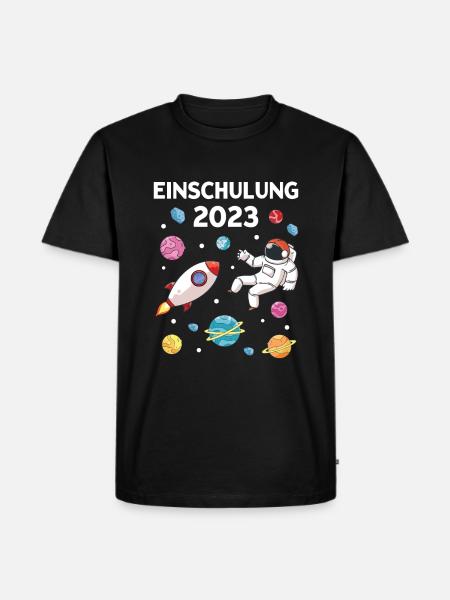 Schulkind 2023 Astronaut Im Weltraum Einschulung - Männer Premium Bio T-Shirt - Schwarz