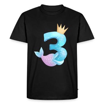Anniversaire Sirène Numéro 3 ans Bébé enfant - T-shirt Premium bio Homme - noir - Devant - Nico (187cm)