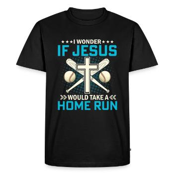 Je me demande si Jésus fait un coup de circuit - T-shirt Premium bio Homme - noir - Devant - Nico (187cm)