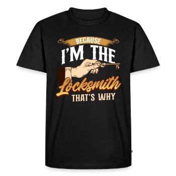 Parce que je suis le serrurier, donc - serrurier - T-shirt Premium bio Homme - noir - Devant - Nico (187cm)