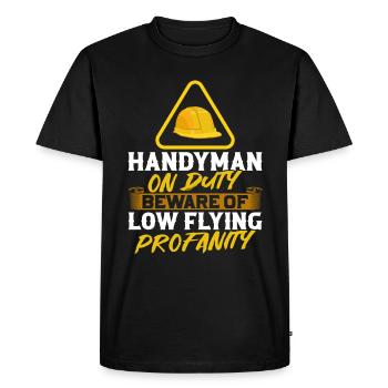 Artisans en service Méfiez-vous des - T-shirt Premium bio Homme - noir - Devant - Nico (187cm)
