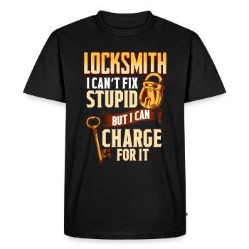 serrurier que je ne peux pas réparer bêtement, - T-shirt Premium bio Homme - noir - Devant - Nico (187cm)