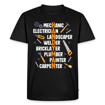 Mécanicien électricien Paysagiste Paysagiste - - T-shirt Premium bio Homme - noir - Devant - Nico (187cm)