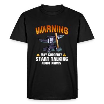 Warning may suddenly start to cross knives - Men's Premium Organic T-Shirt - black - Front - Nico (187cm)
