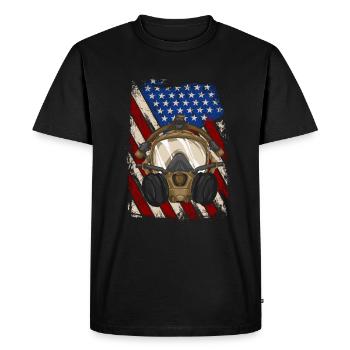 Drapeau des États-Unis avec masque à gaz - lutte antiparasitaire - T-shirt Premium bio Homme - noir - Devant - Nico (187cm)
