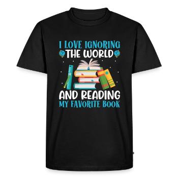 J’aime ignorer et lire le monde - T-shirt Premium bio Homme - noir - Devant - Nico (187cm)