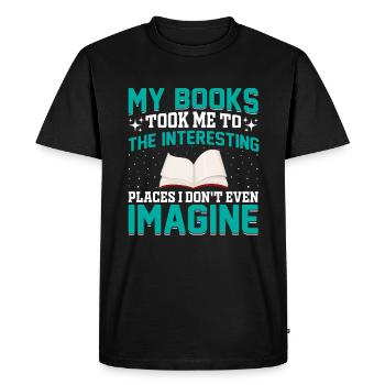 Mes livres m’ont rendu intéressant - - T-shirt Premium bio Homme - noir - Devant - Nico (187cm)