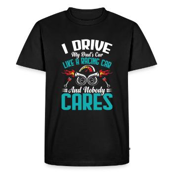 Je conduis la voiture de mon père comme un - T-shirt Premium bio Homme - noir - Devant - Nico (187cm)