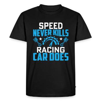 La vitesse ne tue jamais les voitures de course - - T-shirt Premium bio Homme - noir - Devant - Nico (187cm)
