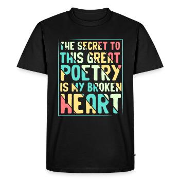 Le secret de cette grande poésie - Poet Poetry - T-shirt Premium bio Homme - noir - Devant - Nico (187cm)