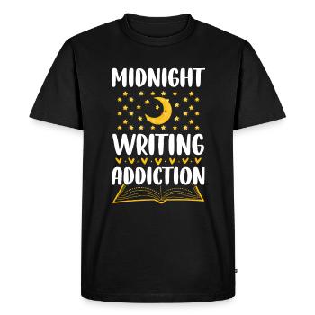 Midnight Writing Addiction - Écrivain Auteur - T-shirt Premium bio Homme - noir - Devant - Nico (187cm)