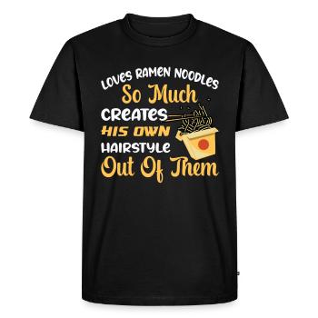 Loves Ramen Noodles So Much - Ramen Noodles - Men's Premium Organic T-Shirt - black - Front - Nico (187cm)
