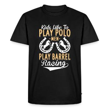 Course de barils - Jouez aux cavaliers de barils - T-shirt Premium bio Homme - noir - Devant - Nico (187cm)