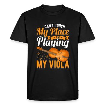Je ne peux pas toucher ma place, je joue - T-shirt Premium bio Homme - noir - Devant - Nico (187cm)