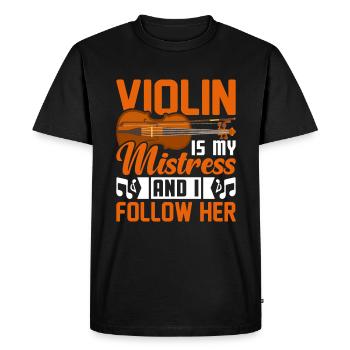 Le violon est ma maîtresse et je la suis... - T-shirt Premium bio Homme - noir - Devant - Nico (187cm)