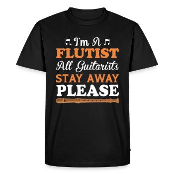 Je suis flûtiste, tous les guitaristes restent - T-shirt Premium bio Homme - noir - Devant - Nico (187cm)