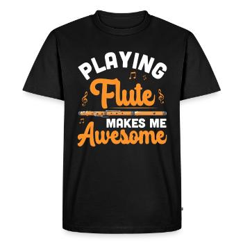 Jouer de la flûte me rend génial - flûte - T-shirt Premium bio Homme - noir - Devant - Nico (187cm)