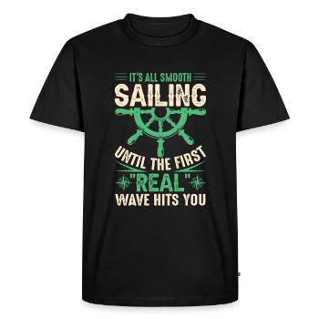 Voile de yacht qui dit drôle de voilier - T-shirt Premium bio Homme - noir - Devant - Nico (187cm)