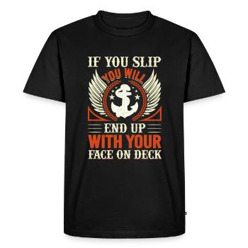 Voile de yacht qui dit drôle de voilier - T-shirt Premium bio Homme - noir - Devant - Nico (187cm)