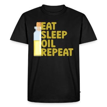 Eat Sleep Oil Repeat Massagist - Men's Premium Organic T-Shirt - black - Front - Nico (187cm)
