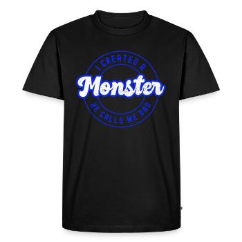 fils j’ai créé un monstre il m’appelle papa père - T-shirt Premium bio Homme - noir - Devant - Nico (187cm)