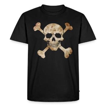 Drapeau pirate - T-shirt Premium bio Homme - noir - Devant - Nico (187cm)