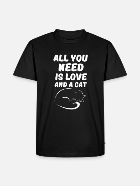 All you need is love and a cat - Men's Premium Organic T-Shirt - black