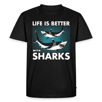 Requins - T-shirt Premium bio Homme - noir - Devant - Nico (187cm)
