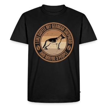 German Shepherd Coffee Dog Cafe - Men's Premium Organic T-Shirt - black - Front - Nico (187cm)