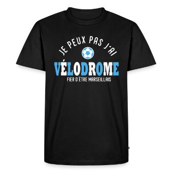 football marseille Jpeux pas vélodrome marseillais - T-shirt Premium bio Homme - noir - Devant - Nico (187cm)