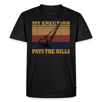 Grue Mon érection paie les factures Grues - T-shirt Premium bio Homme - noir - Devant - Nico (187cm)