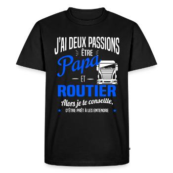 PAPA ROUTIER - T-shirt Premium bio Homme - noir - Devant - Nico (187cm)