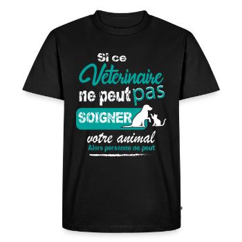 Vétérinaire cadeau humour - T-shirt Premium bio Homme - noir - Devant - Nico (187cm)