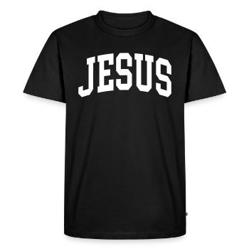 Jésus - T-shirt Premium bio Homme - noir - Devant - Nico (187cm)