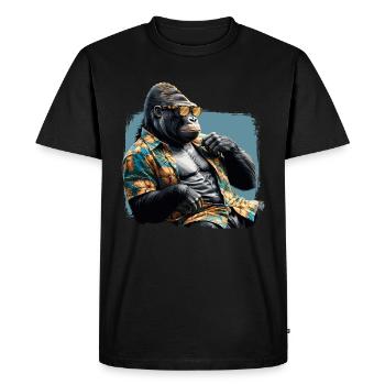 Gorille en vacances - T-shirt Premium bio Homme - noir - Devant - Nico (187cm)