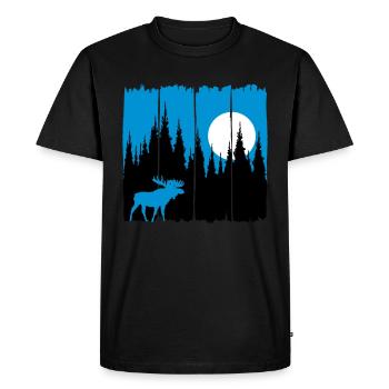 Moose in front of the moon / sun forest dweller forest deer animal - Men's Premium Organic T-Shirt - black - Front - Nico (187cm)