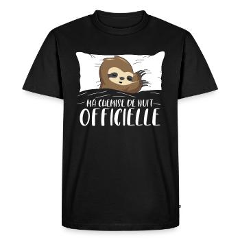 Chemise de nuit officielle paresseux - T-shirt Premium bio Homme - noir - Devant - Nico (187cm)