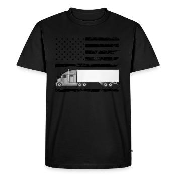 Camionneur et drapeau américain fier - T-shirt Premium bio Homme - noir - Devant - Nico (187cm)