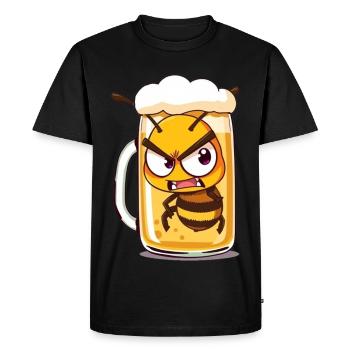 Bee in a beer glass - Men's Premium Organic T-Shirt - black - Front - Nico (187cm)