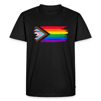 Drapeau LGBT Gay Pride LGBTQ - T-shirt Premium bio Homme - noir - Devant - Nico (187cm)