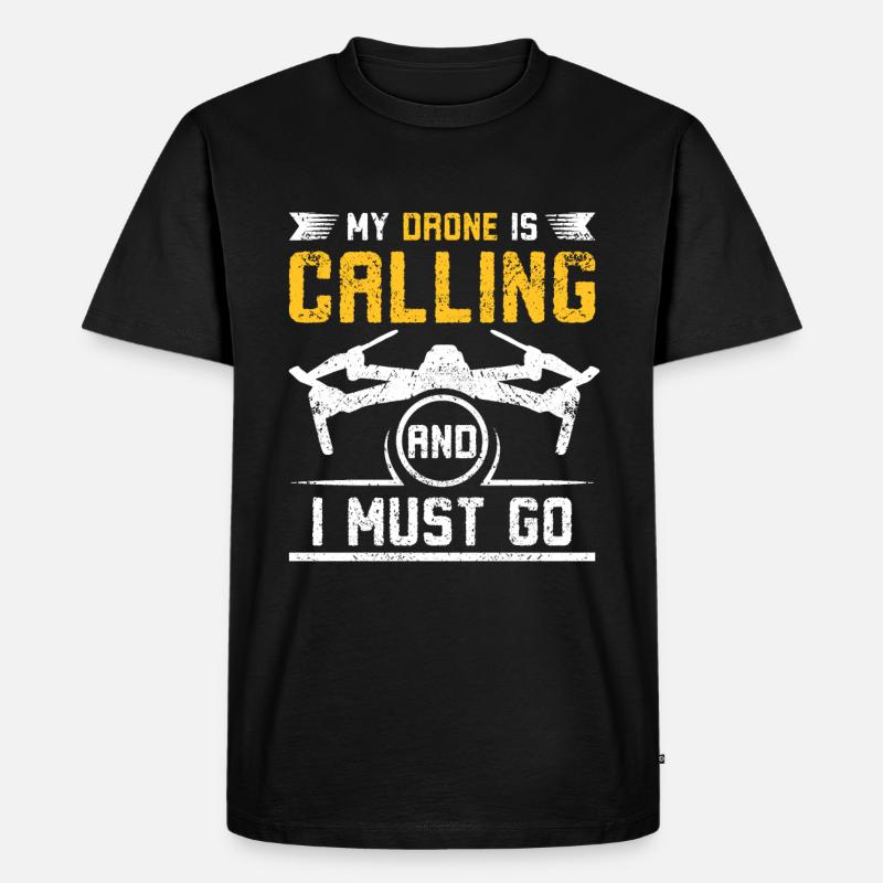 My Drone is calling - Männer Premium Bio T-Shirt - Schwarz