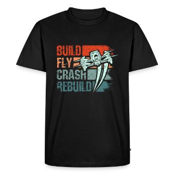 Construire fly crash reconstruire drone - T-shirt Premium bio Homme - noir - Devant - Nico (187cm)